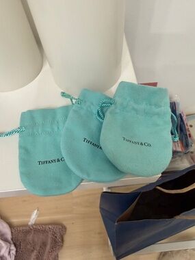 Tiffany & Co. Robin's Egg Blue Velvet Drawstring Pouches - Set of 3